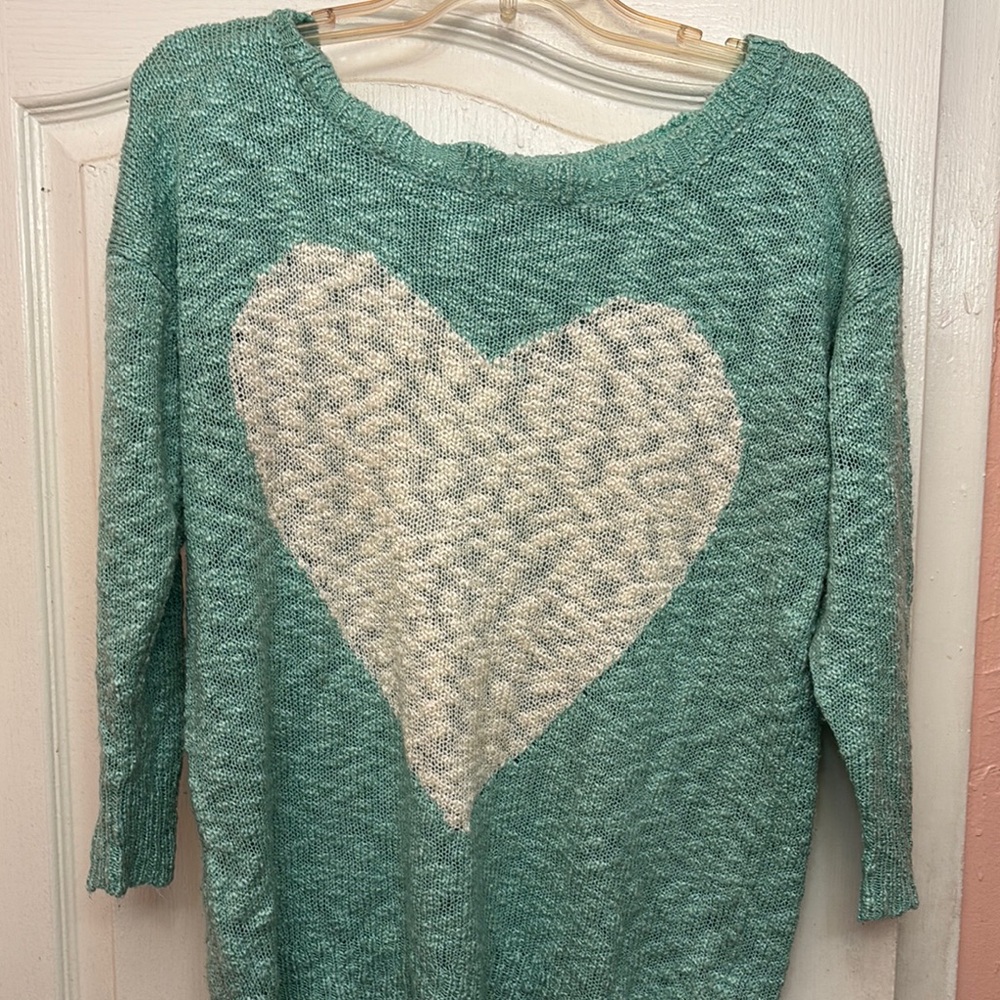 Charlotte Russe Blue and White Crew Neck Sweater
